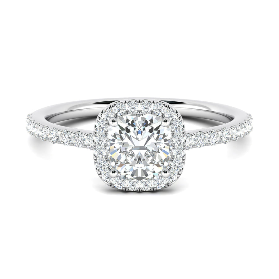 0.76ct Cushion Halo F- VS1 Lab Grown Diamond Pave Engagement Ring