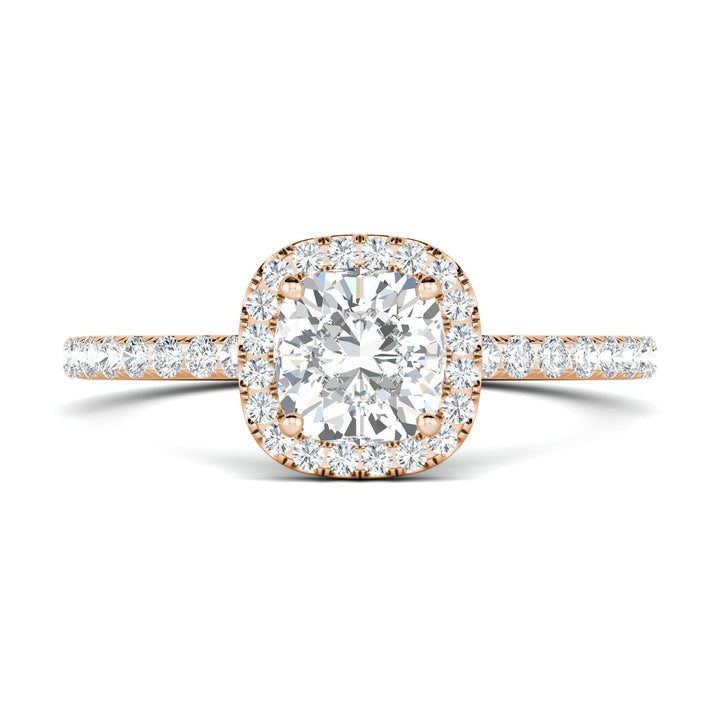 0.76ct Cushion Halo F- VS1 Lab Grown Diamond Pave Engagement Ring