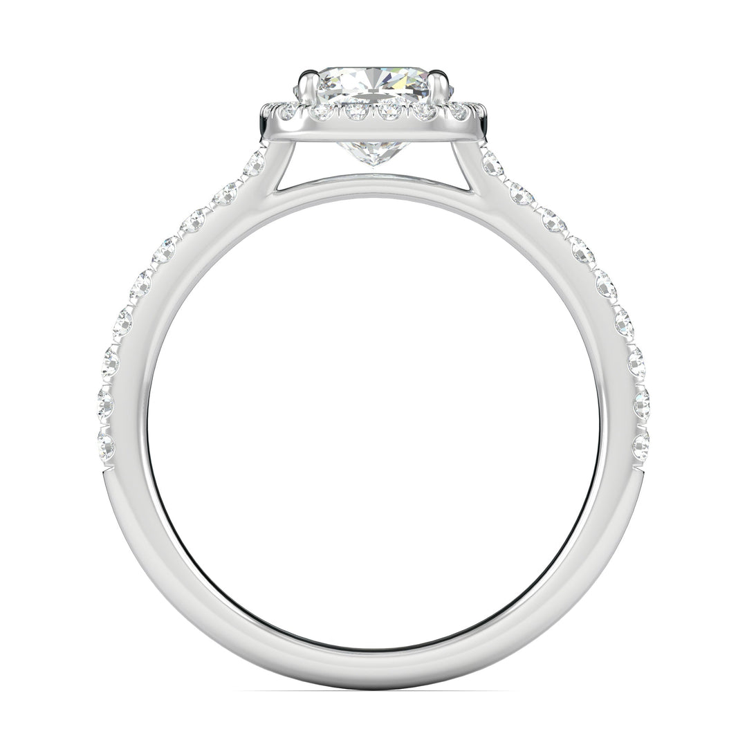 0.76ct Cushion Halo F- VS1 Lab Grown Diamond Pave Engagement Ring