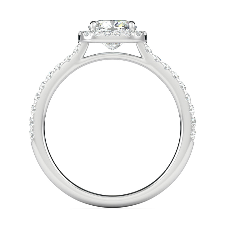 0.76ct Cushion Halo F- VS1 Lab Grown Diamond Pave Engagement Ring