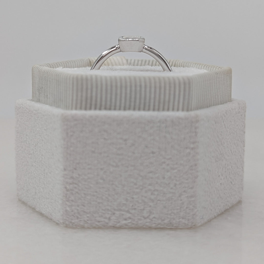 0.84ct Bezel Set Emerald F- VS2 Lag Grown Diamond Solitaire Engagement Ring