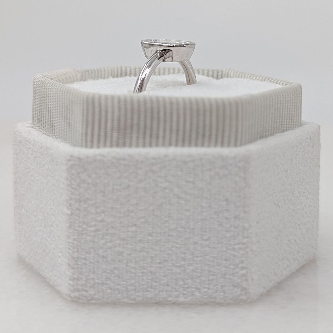 0.84ct Bezel Set Emerald F- VS2 Lag Grown Diamond Solitaire Engagement Ring