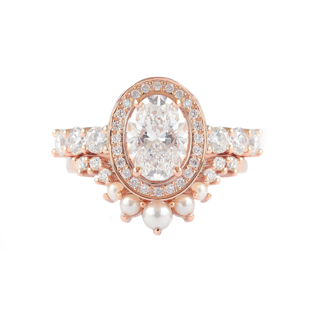 1.5ct Oval F- VS1 Lab Grown Diamond Unique Halo Engagement Ring