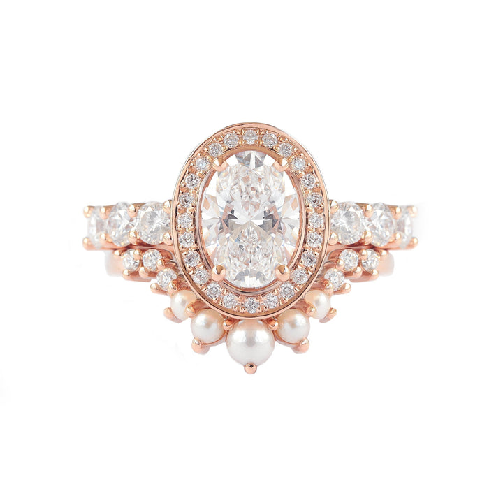 1.5ct Oval F- VS1 Lab Grown Diamond Unique Halo Engagement Ring