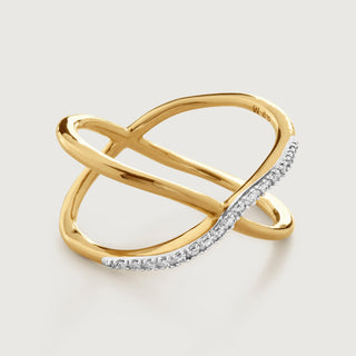 Round Cut Criss Over Diamond Moissanite Band in 14K Solid Gold