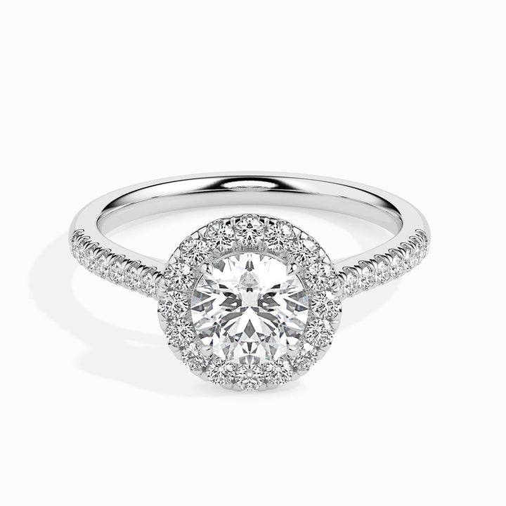 1ct Round Halo F- VS Lab Grown Diamond Pave Engagement Ring