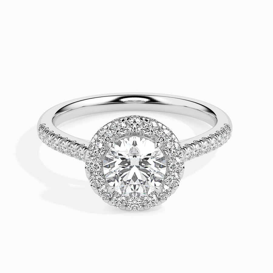 1ct Round Halo F- VS Lab Grown Diamond Pave Engagement Ring