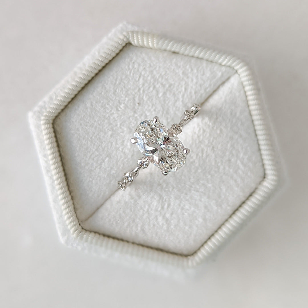 2.01ct Oval F- VS1 Lag Grown Diamond Petite Pave Engagement Ring