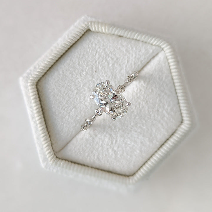 2.01ct Oval F- VS1 Lag Grown Diamond Petite Pave Engagement Ring