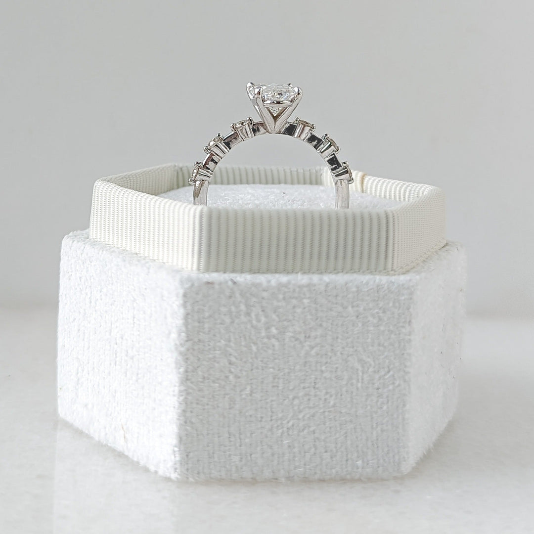 2.01ct Oval F- VS1 Lag Grown Diamond Petite Pave Engagement Ring