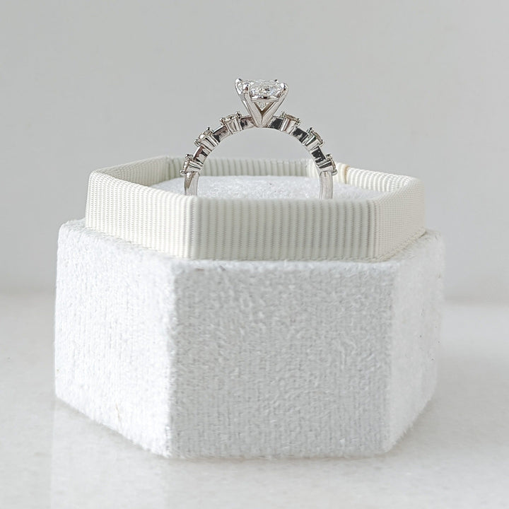 2.01ct Oval F- VS1 Lag Grown Diamond Petite Pave Engagement Ring