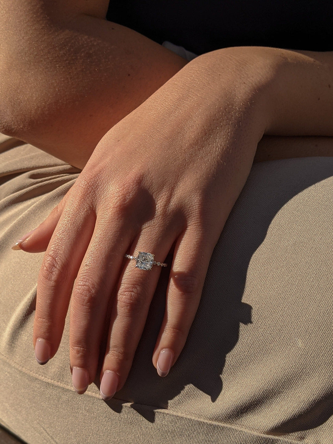 2.02ct Cushion D- VS1 Lag Grown Diamond Hidden Halo Engagement Ring