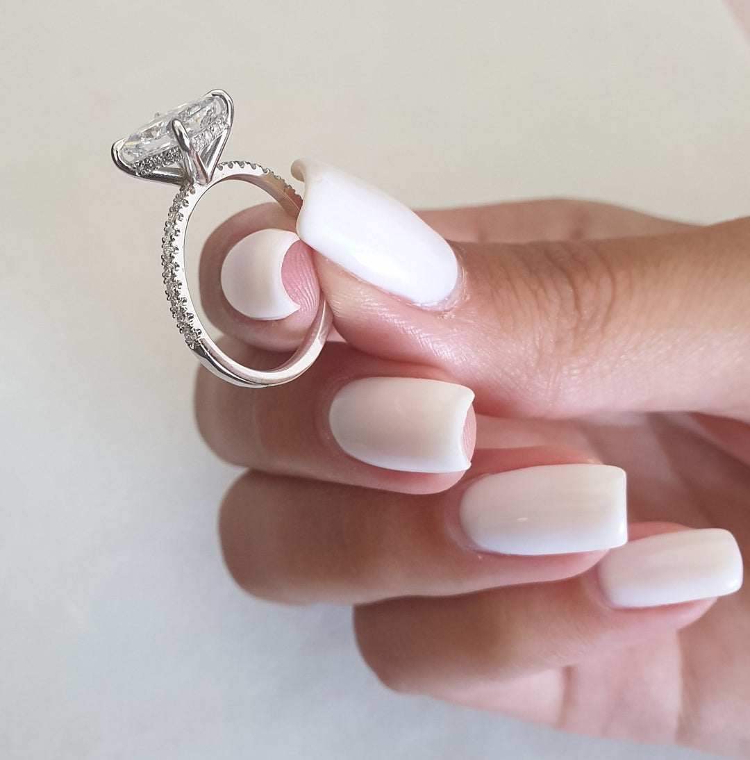 2.03ct Radiant F-VS2 Lag Grown Diamond Hidden Halo Engagement Ring