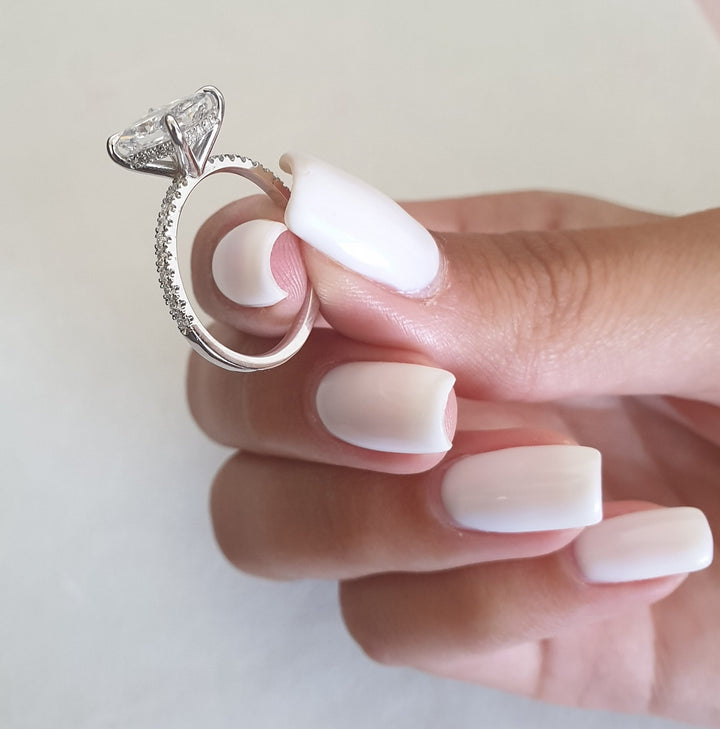 2.03ct Radiant F-VS2 Lag Grown Diamond Hidden Halo Engagement Ring