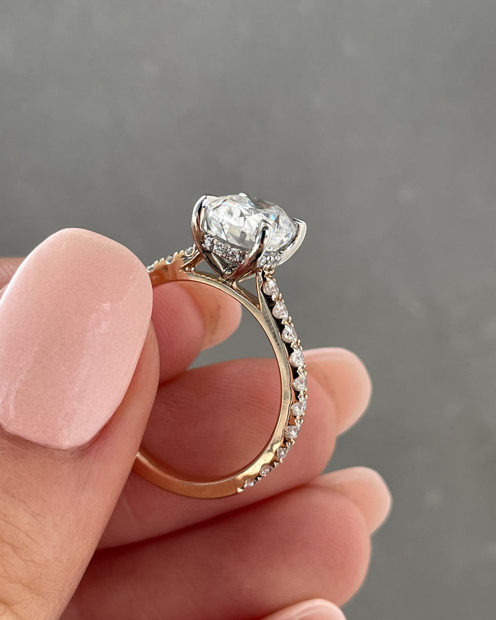 2.11ct Oval Hidden Halo F/VS2 Lab Grown Diamond Engagement Ring