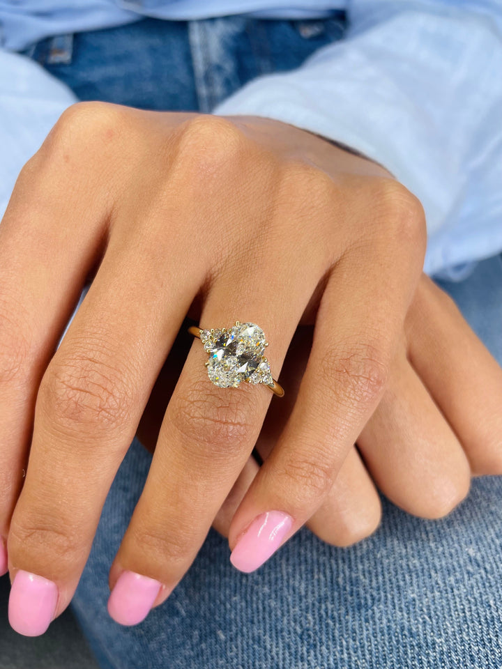 2.42ct Oval Shaped G- VS Lab Grown Diamond Cluster Engagement Ring