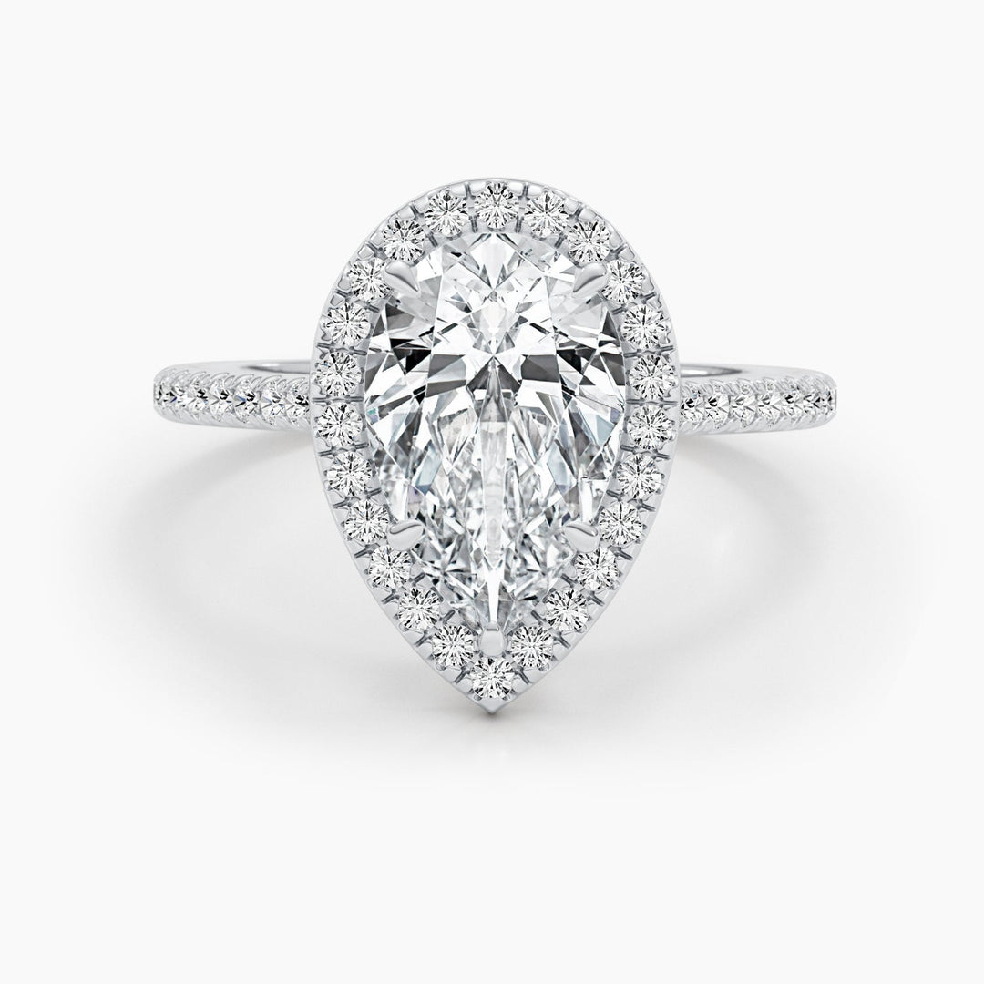 2.51ct Pear Halo F- VS Lab Grown Diamond Engagement Ring