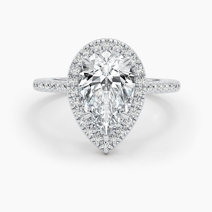 2.51ct Pear Halo F- VS Lab Grown Diamond Engagement Ring