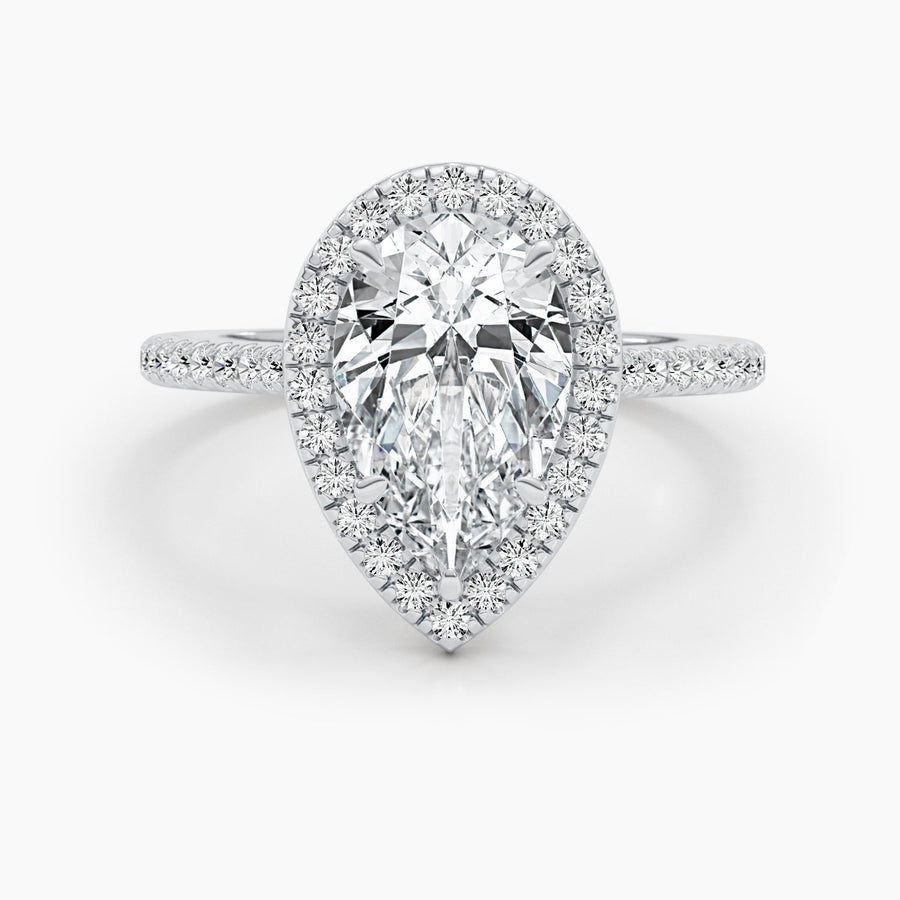 2.51ct Pear Halo F- VS Lab Grown Diamond Engagement Ring