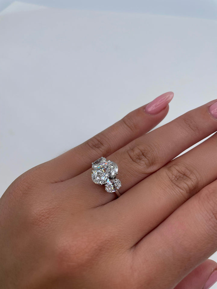 2.61ct Oval G-VS Three Stone Lab Grown Diamond Engagement Ring