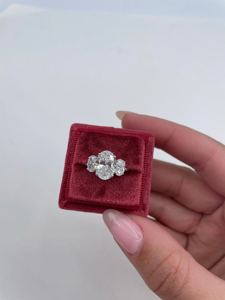 2.61ct Oval G-VS Three Stone Lab Grown Diamond Engagement Ring