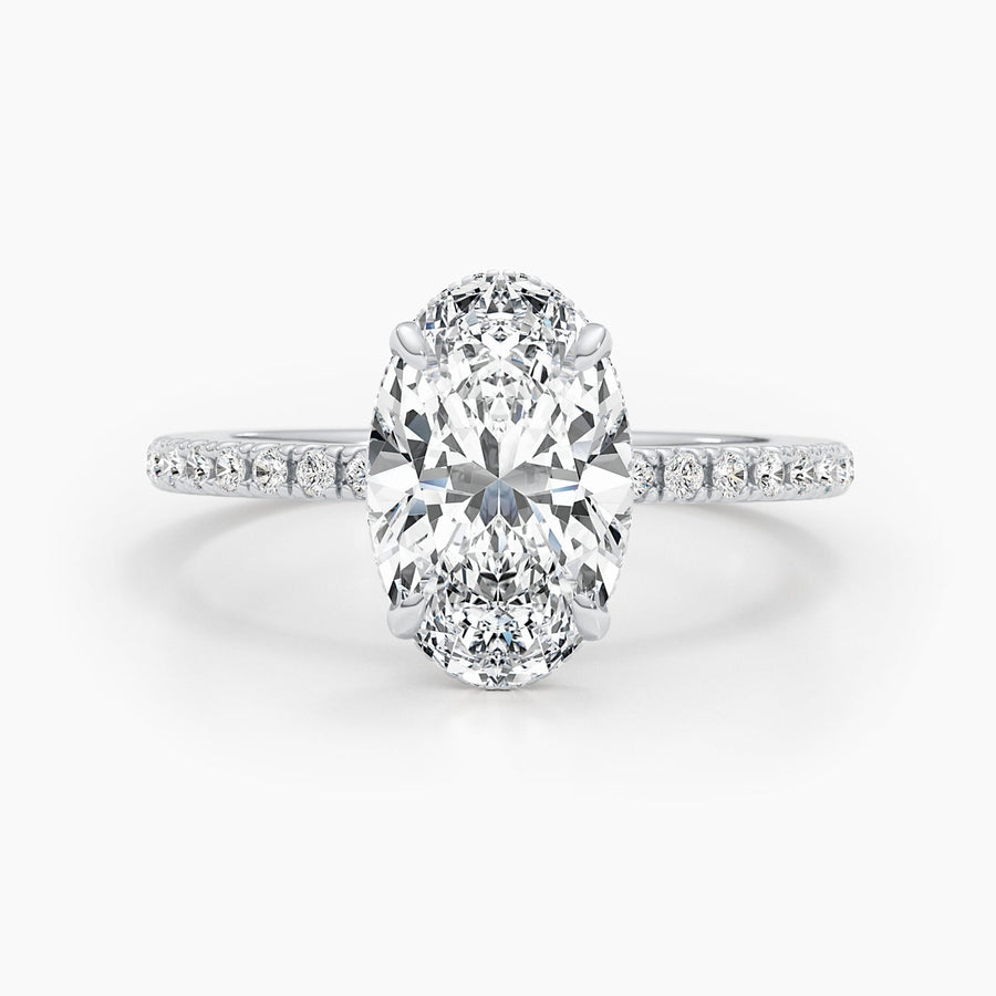 2.67ct Oval G-VS Pave Lab Grown Diamond Engagement Ring