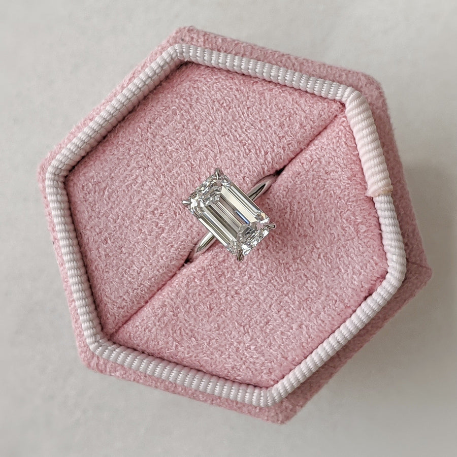 2.6ct Emerald D- VVS2 Lag Grown Diamond Solitaire Engagement Ring