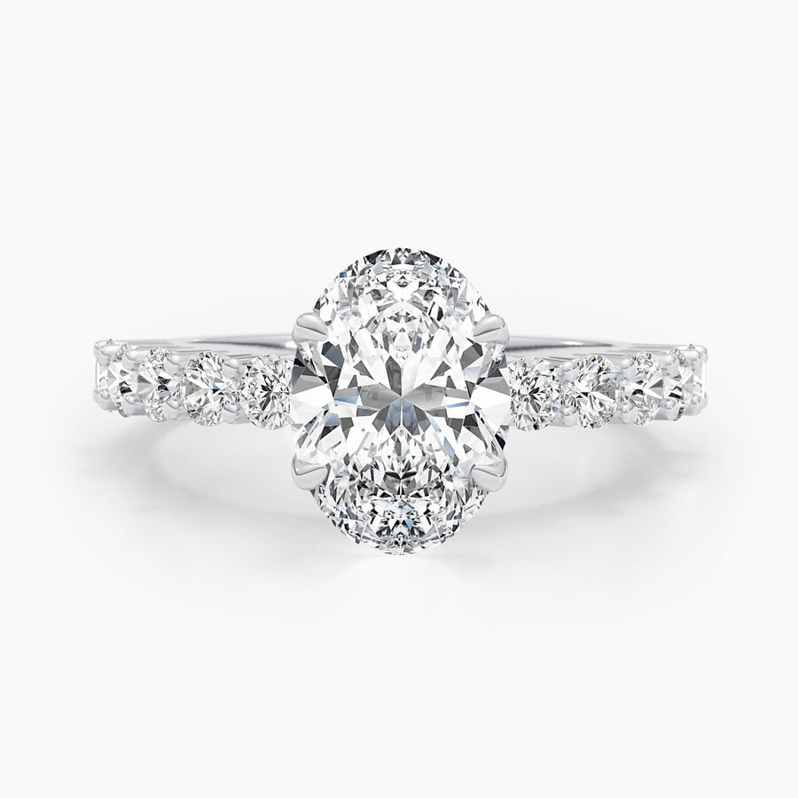 2.79ct Oval E- VS Lab Grown Diamond Pave Engagement Ring