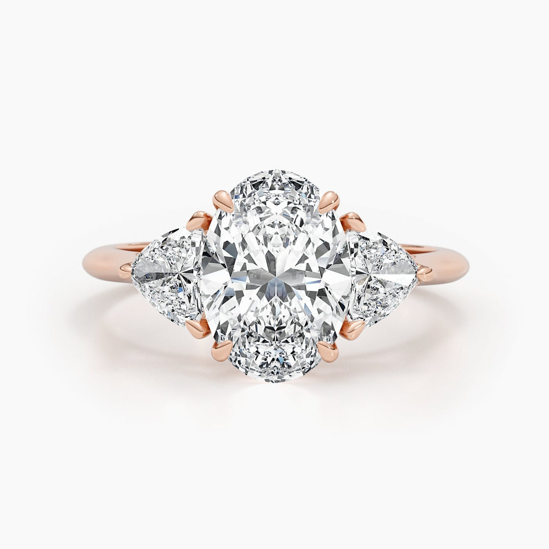 2.7ct Oval F-VS Three Stones Lab Grown Diamond Engagement Ring