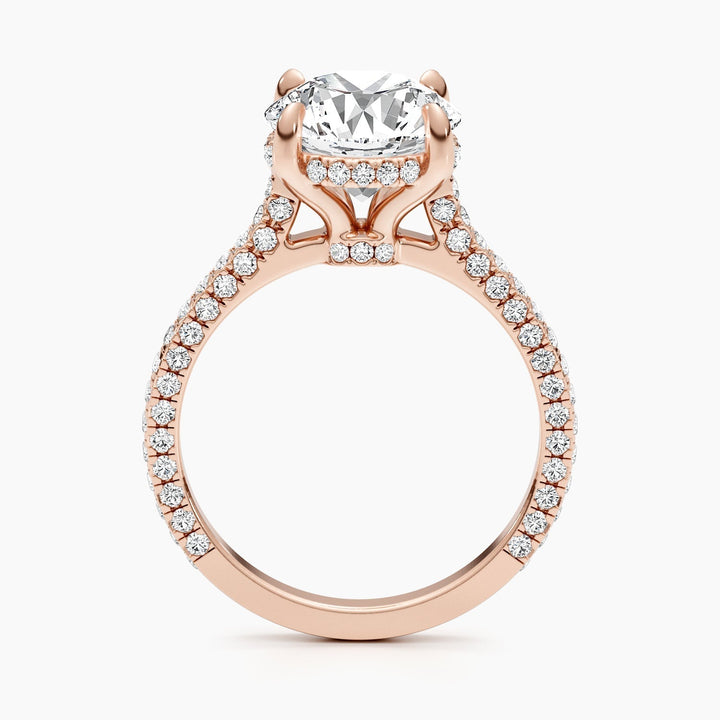 2.8ct Round F- VS Hidden Halo Lab Grown Diamond Pave Engagement Ring