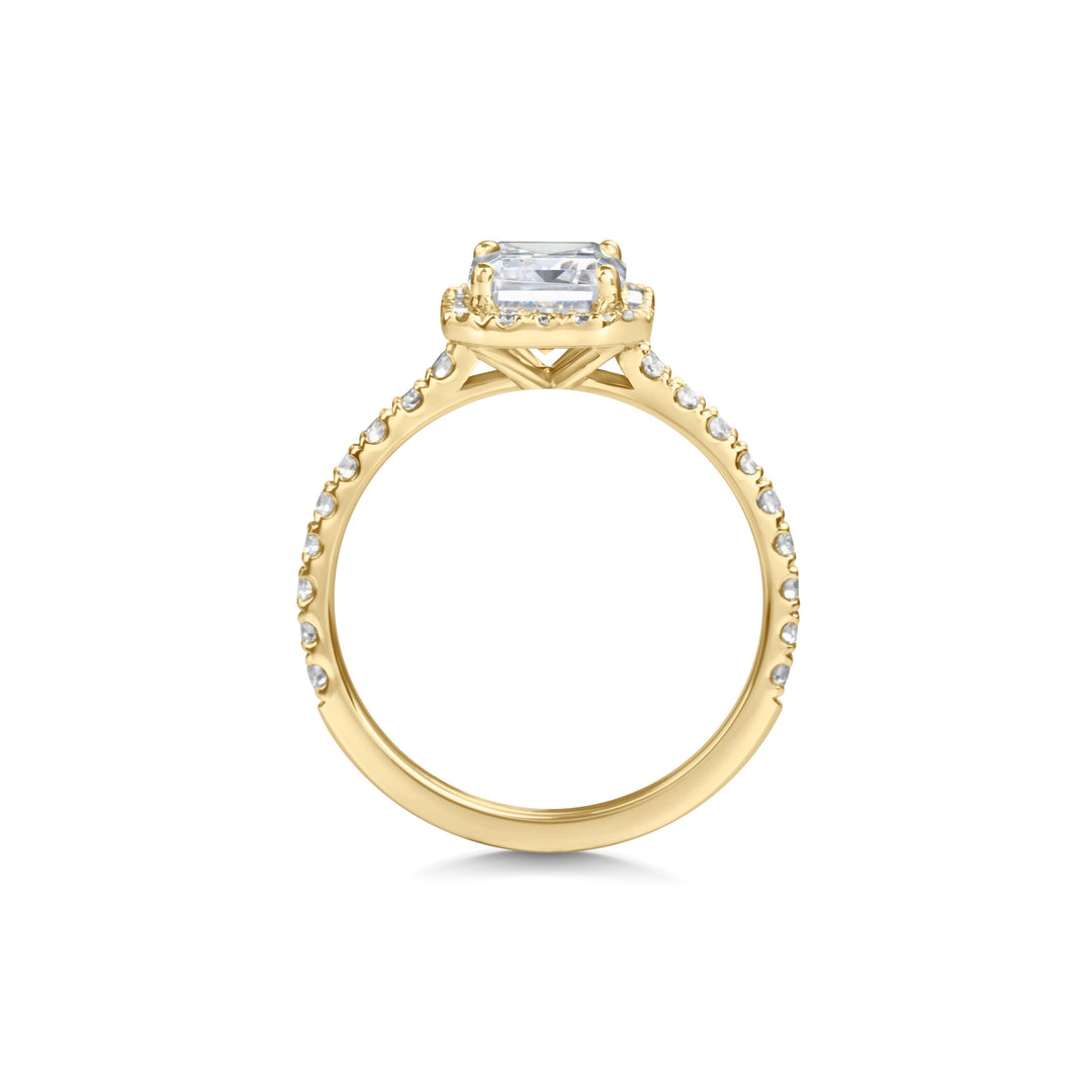 2ct Emerald Cut Halo F- VS1 Lab Grown Diamond Pave Engagement Ring