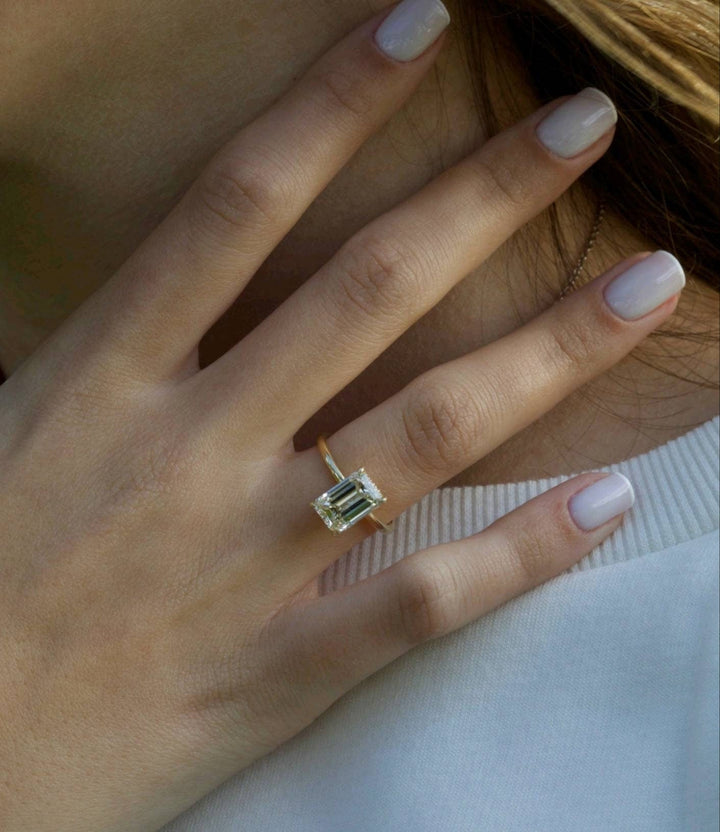 2ct Emerald D-VS1 Lag Grown Diamond Hidden Halo Engagement Ring