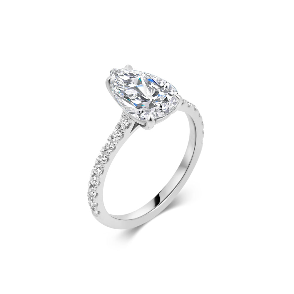2ct Pear F- VS1 Lab Grown Diamond Pave Engagement Ring