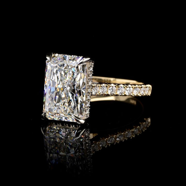 2.50ct-3.50ct Radiant Cut Lab Grown Hidden Halo Diamond Engagement Ring