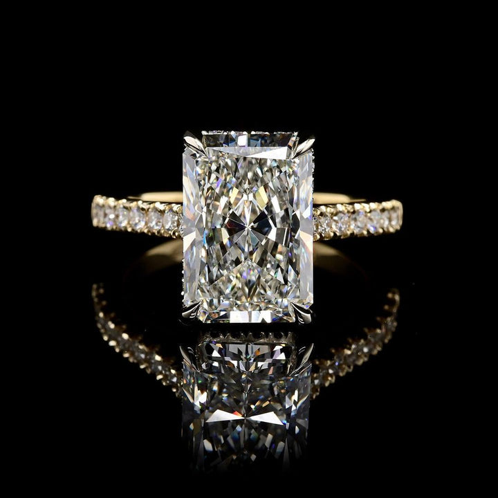 2.50ct-3.50ct Radiant Cut Lab Grown Hidden Halo Diamond Engagement Ring