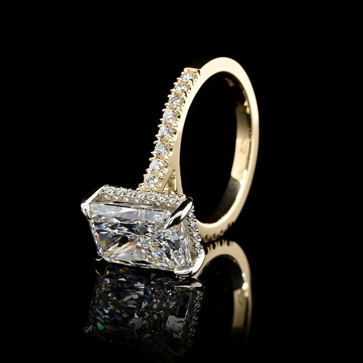 2.50ct-3.50ct Radiant Cut Lab Grown Hidden Halo Diamond Engagement Ring