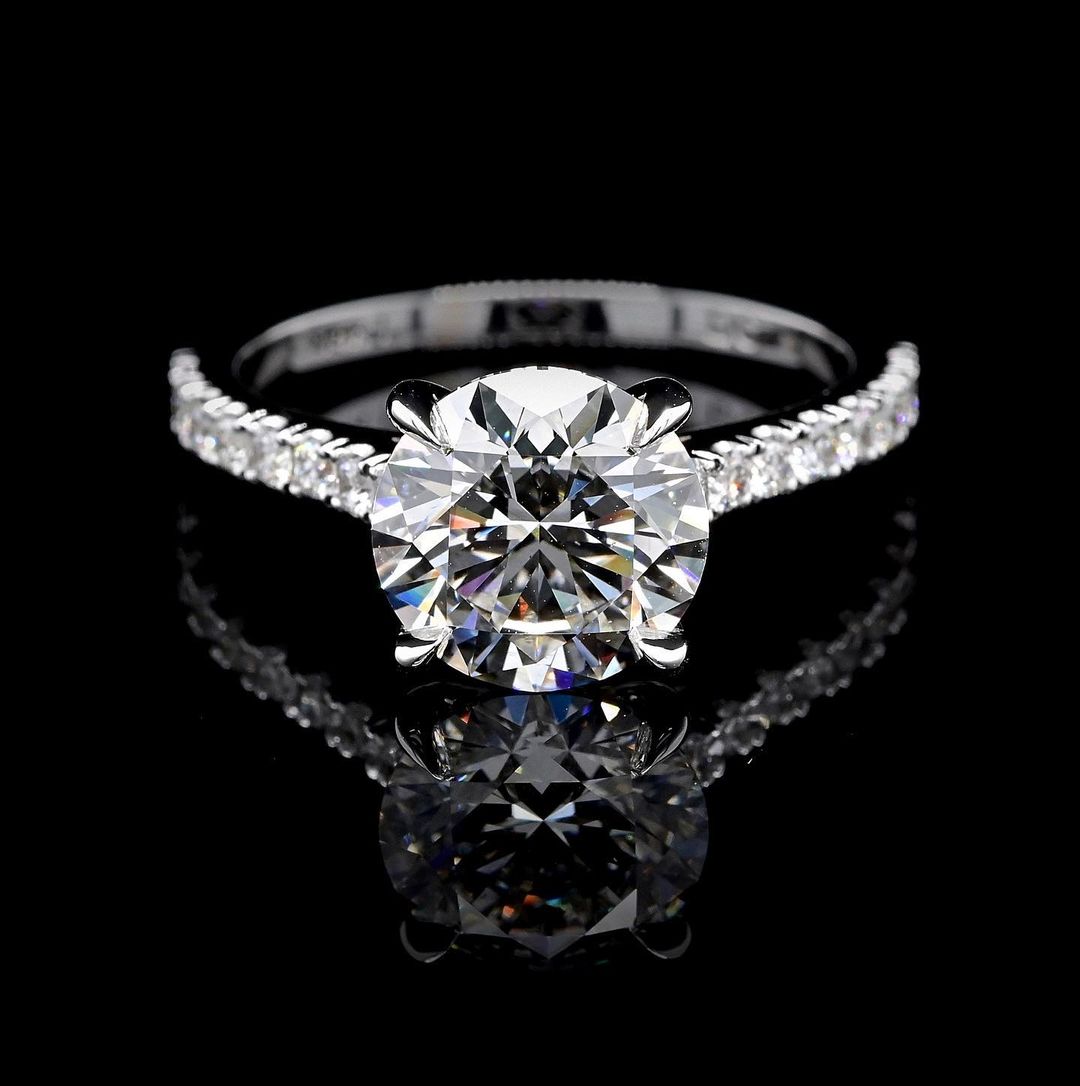 1.50ct-2.50ct Round Cut Lab Grown Pave Diamond Engagement Ring