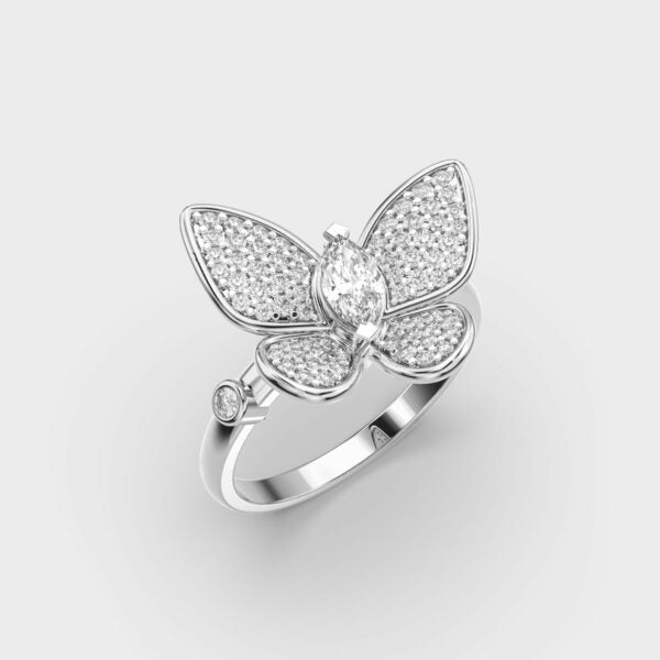 Butterfly Style Lab Grown Diamond Ring for Women in Gold