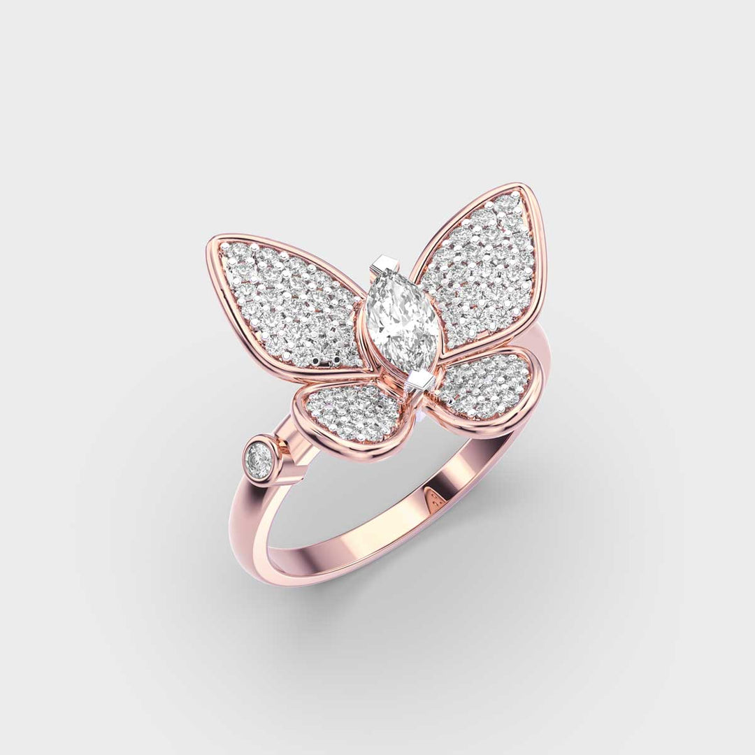 Butterfly Style Lab Grown Diamond Ring for Women in Gold
