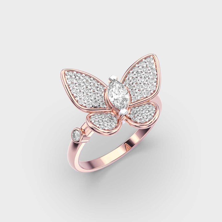 Butterfly Style Lab Grown Diamond Ring for Women in Gold