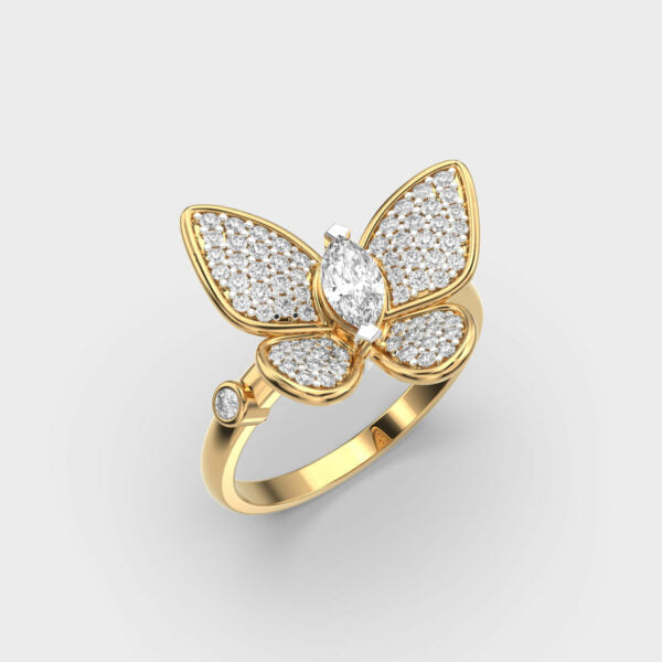 Butterfly Style Lab Grown Diamond Ring for Women in Gold