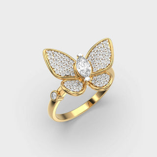 Butterfly Moissanite Diamond Ring for Women in Gold