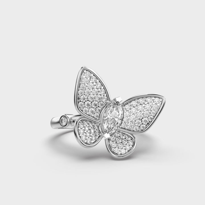 Butterfly Style Lab Grown Diamond Ring for Women in Gold