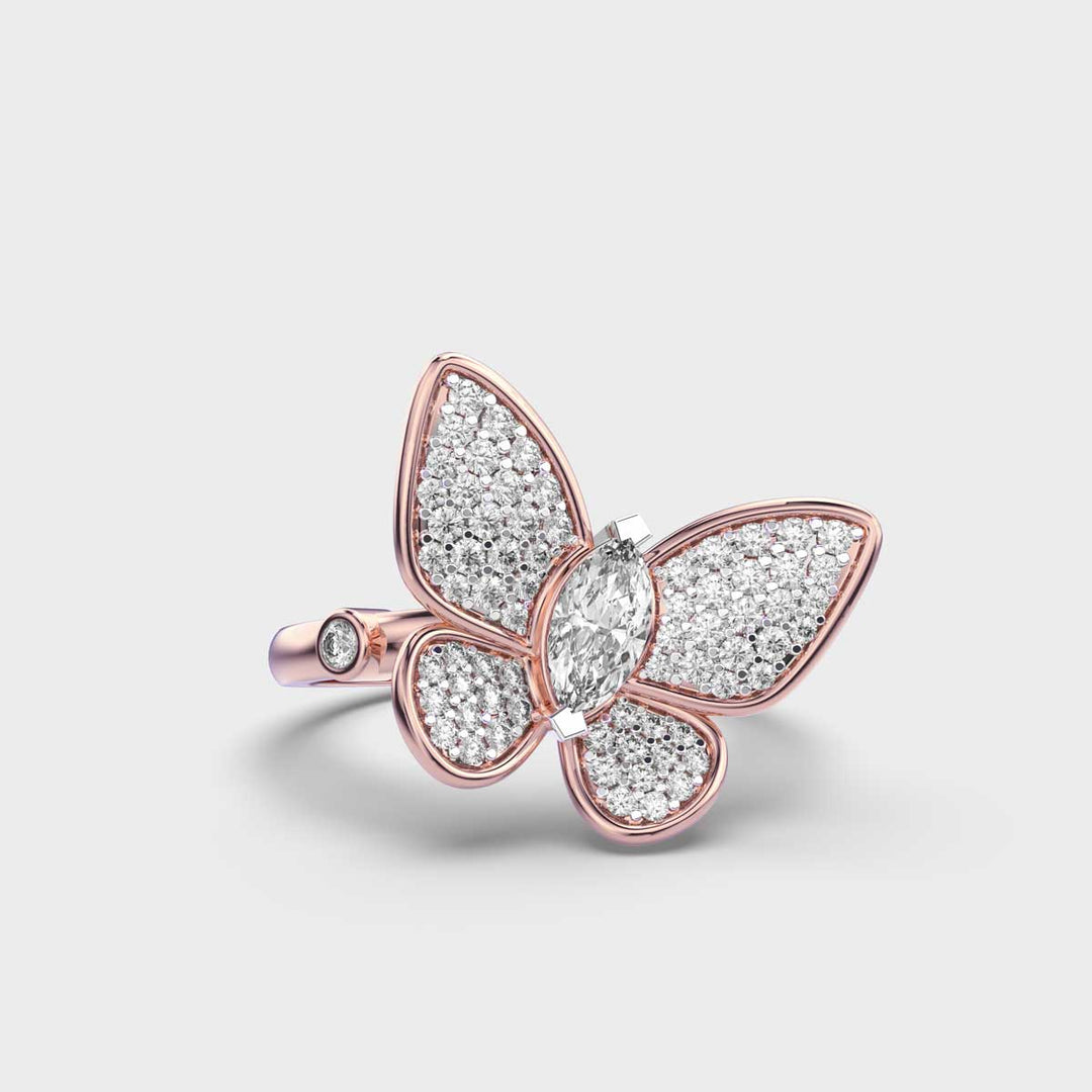 Butterfly Style Lab Grown Diamond Ring for Women in Gold