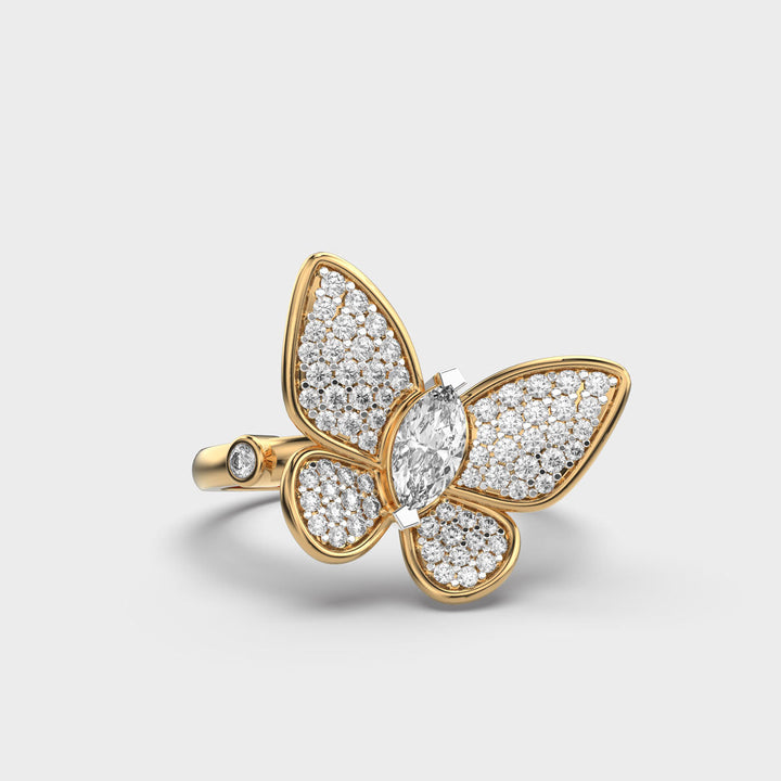 Butterfly Style Lab Grown Diamond Ring for Women in Gold