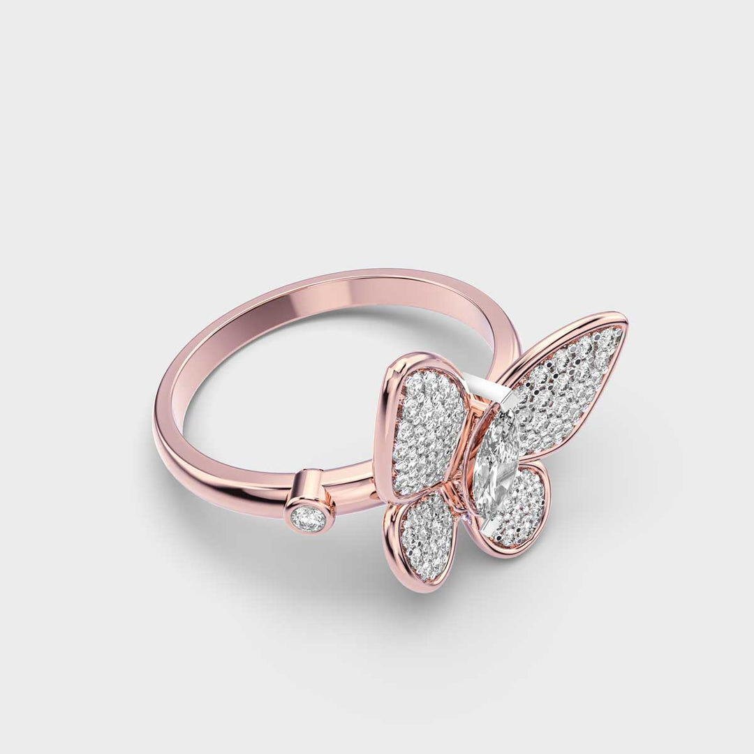 Butterfly Style Lab Grown Diamond Ring for Women in Gold