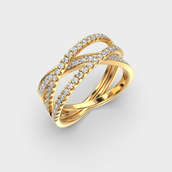 Cross Over CVD Diamond Ring for Women in Gold