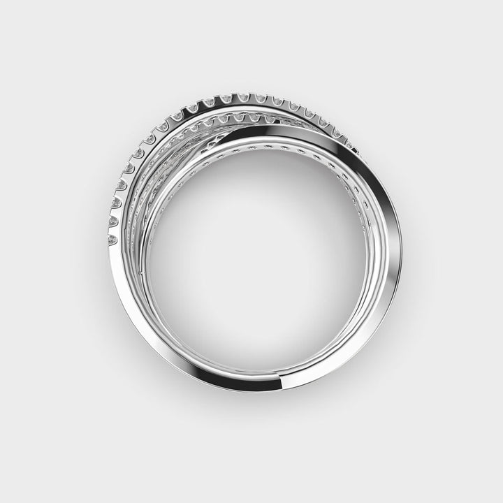 Cross Over CVD Diamond Ring for Women in Gold