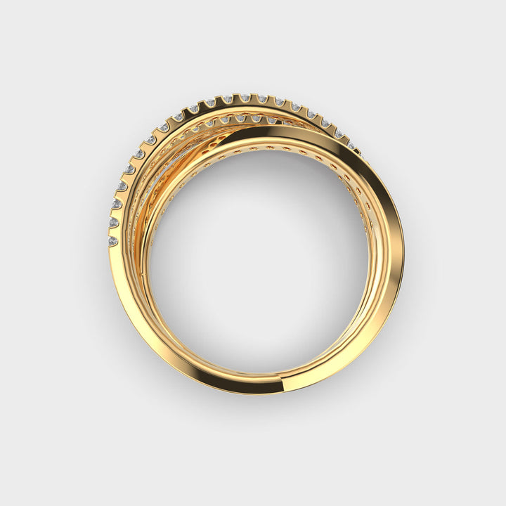 Cross Over CVD Diamond Ring for Women in Gold