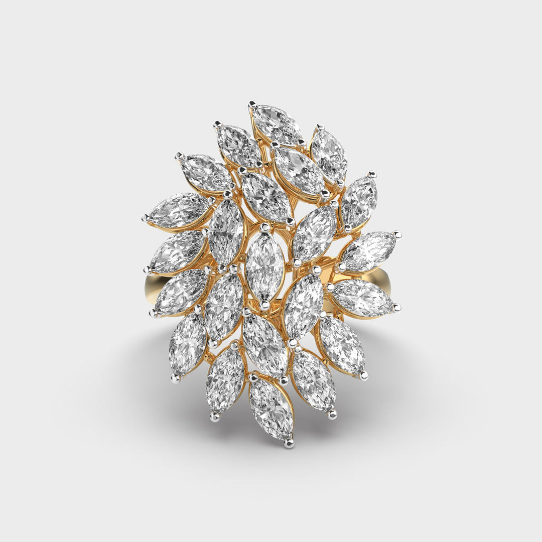 Marquise Cut Cluster Lab Grown Diamond Ring for Women
